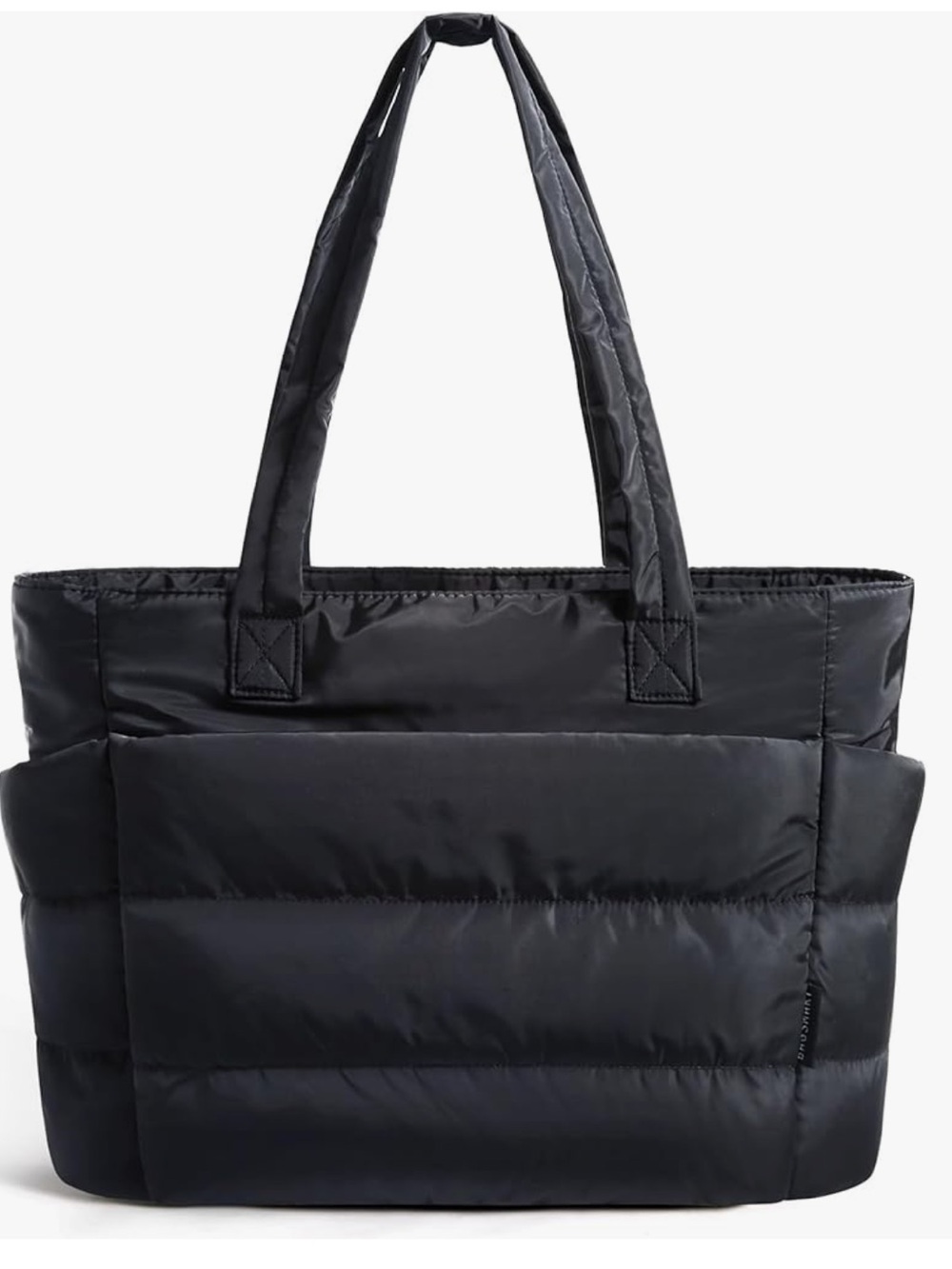 Lightweight Black Quilted Tote Bag for Women- fits up to a 15.6” laptop